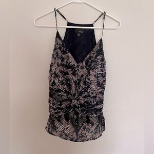 Greylin Black and Beige Snake Print Twist-Front Tank Top
